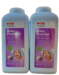 2 CVS BABY POWDER W/ CORNSTARCH FULL SIZE 15 OZ EACH RETIRED FREE SHIPPING USA 