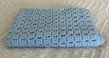 Crochet Baby Blanket Light Blue Handmade Soft Cozy 29 W x 41 L Nursery Gift