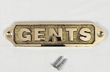 Solid Brass GENTS Toilet Door Sign Plaque Vintage Style Restroom Plate 13cm