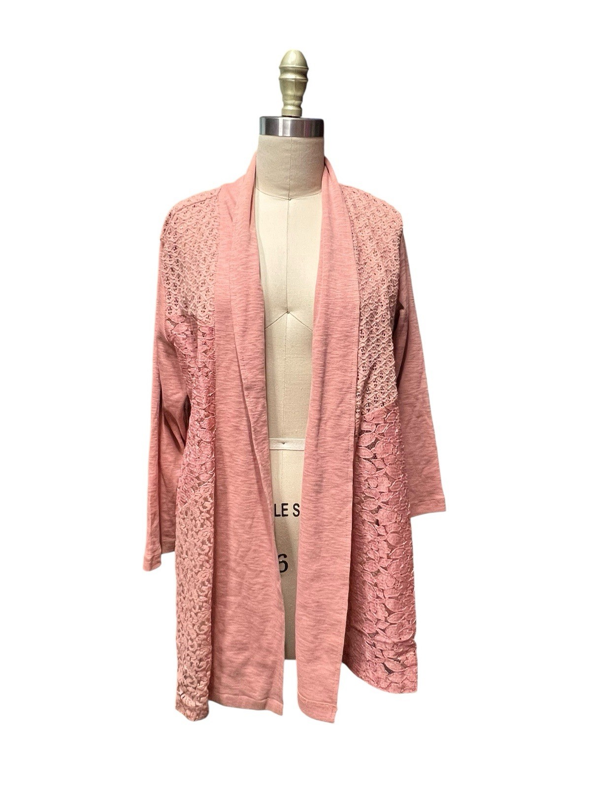 LOGO Lori Goldstein Open-front Patchwork Lace Pan… - image 1