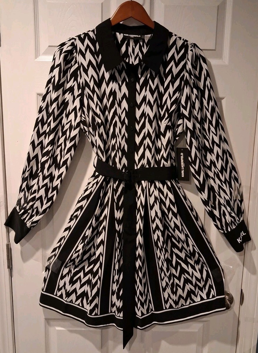 karl lagerfeld black and white dress Striped Duo Tee Dress | Dresses & Jumpsuits