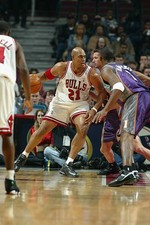 Marcus Fizer Chicago Bulls drives to the basket at the NBA presea- 2002 Photo