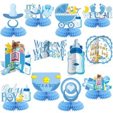 12 PCS Its A Boy Baby Shower Honeycomb Centerpieces Blue Party Table Decor