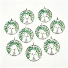 12pcs Natural Green Aventurine Stone Tree of Life Pendants Money Tree 50mm
