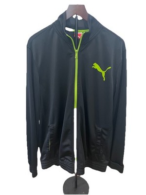 Puma Men s Sport Lifestyle Full Zip Track Jacket, Black/Neon Green Size XL