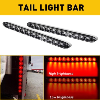 2PCS 15.7'' Red Truck Trailer Light Bar 11 LED Stop Turn Tail Brake Lights Strip