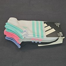adidas Girls No-Show Socks Size M 6-Pair Multicolor Striped Logo Blend