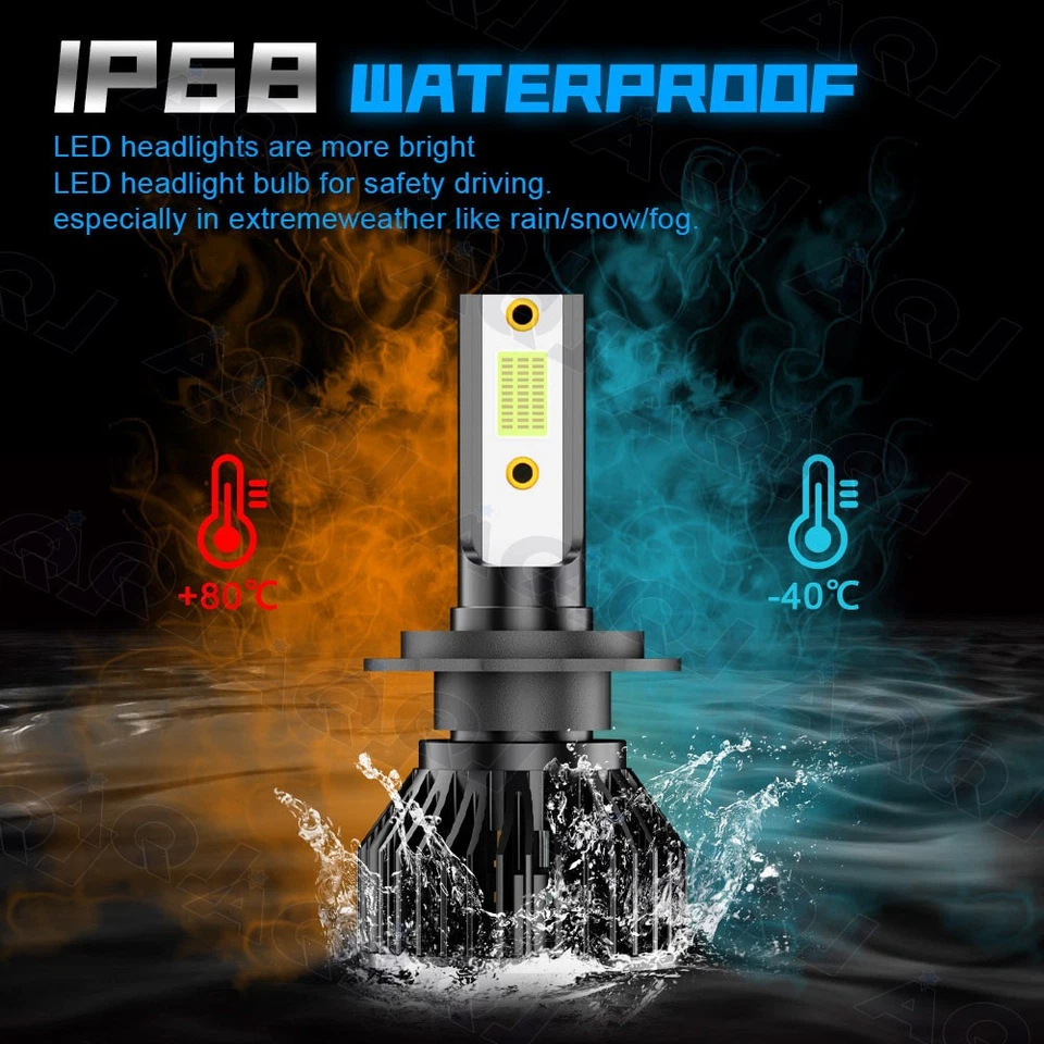 H7 LED Headlight Kit Hi/Lo Beam  8000K Blue For BMW 340i	2016-2018 - Image 4 of 4