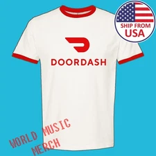 Doordash Food Delivery Men's Ringer Red Size S to 3XL