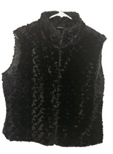 Cejon Size L Black Full Zip Faux Fur Vest   MOTO CITY MOBWIFE BUTTERY SOFT