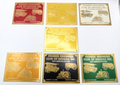 7 Pioneer Engineers Club Of Indiana Brass Plates 1989-91, 1993, 1995-97