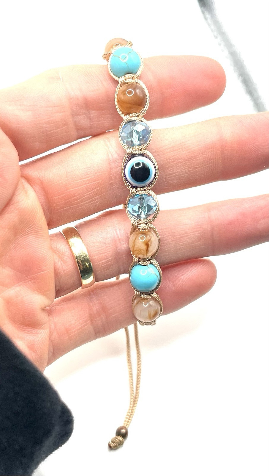 Evil Eye Macrame Adjustable Handmade Bracelet Wit… - image 6