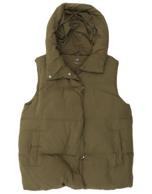 Marks & Spencer Womens Hooded Padded Gilet UK 12 Medium Green Polyester CJ01