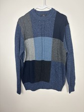 Dockers Sweater Mens L Long Sleeve Crewneck blue Cotton color block