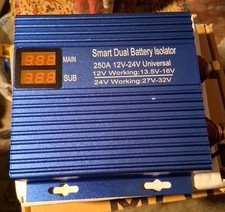 Smart Dual Battery Isolator 250a 12v-24v Universal Dual Digital Display - Blue