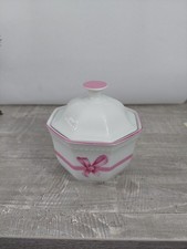 Zuckerdose Porzellan Schirnding Weiß mit Rosa Schleife Bavaria Dose Vintage Alt