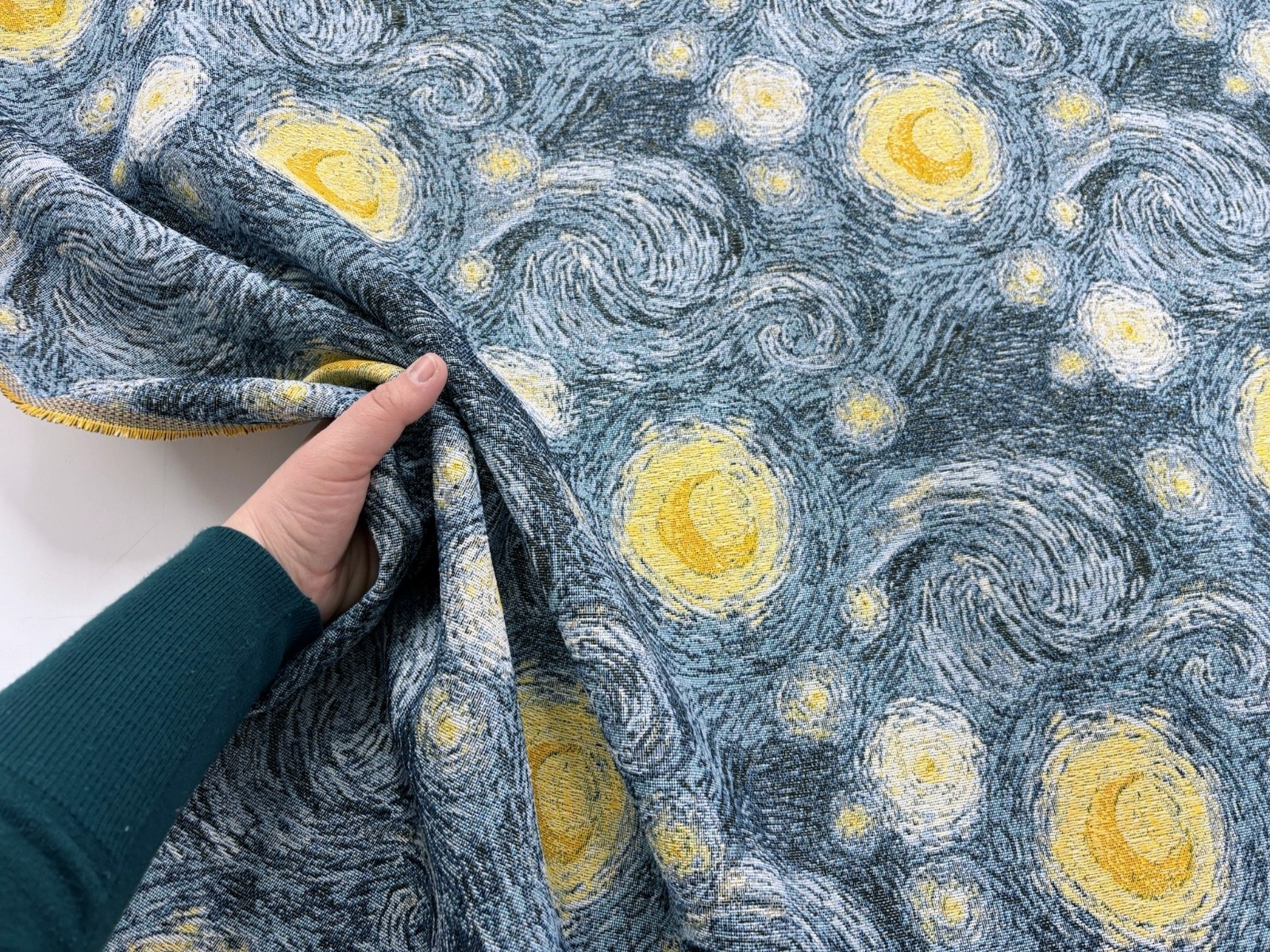 Tapiz Noche Estrellada Tela Cielo Nocturno Van Gogh Pesado para Cortina + Tapicería