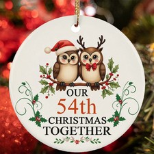 Our 54th Anniversary Christmas Together Ornament 54 Year Owl Couple In Love Gift