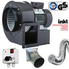 Radialventilator REGLER + FLANSCH + FLEXROHR Luftabsaugung Zentrifugal Gebl&auml;se