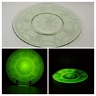 Vintage Uranium Anchor Hocking Glass Cameo Ballerina 8" Plate