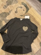 CrewCuts Girls Long sleeve Leopard Heart Nwt Small