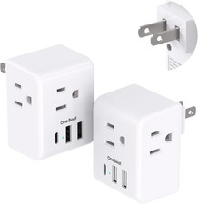 2 Pack US to Japan Plug Adapter, 2 Prong to 3 Prong Outlet Adapter with 3 AC
