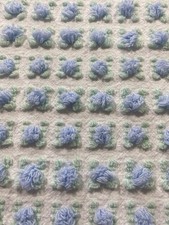 Rare Blue Vintage Morgan Jones Chenille Rosebud Bedspread Fabric 18x24 Excellent Rare Blue Vintage Morgan Jones Chenille Rosebud Bedspread Fabric 18x24 Excellent