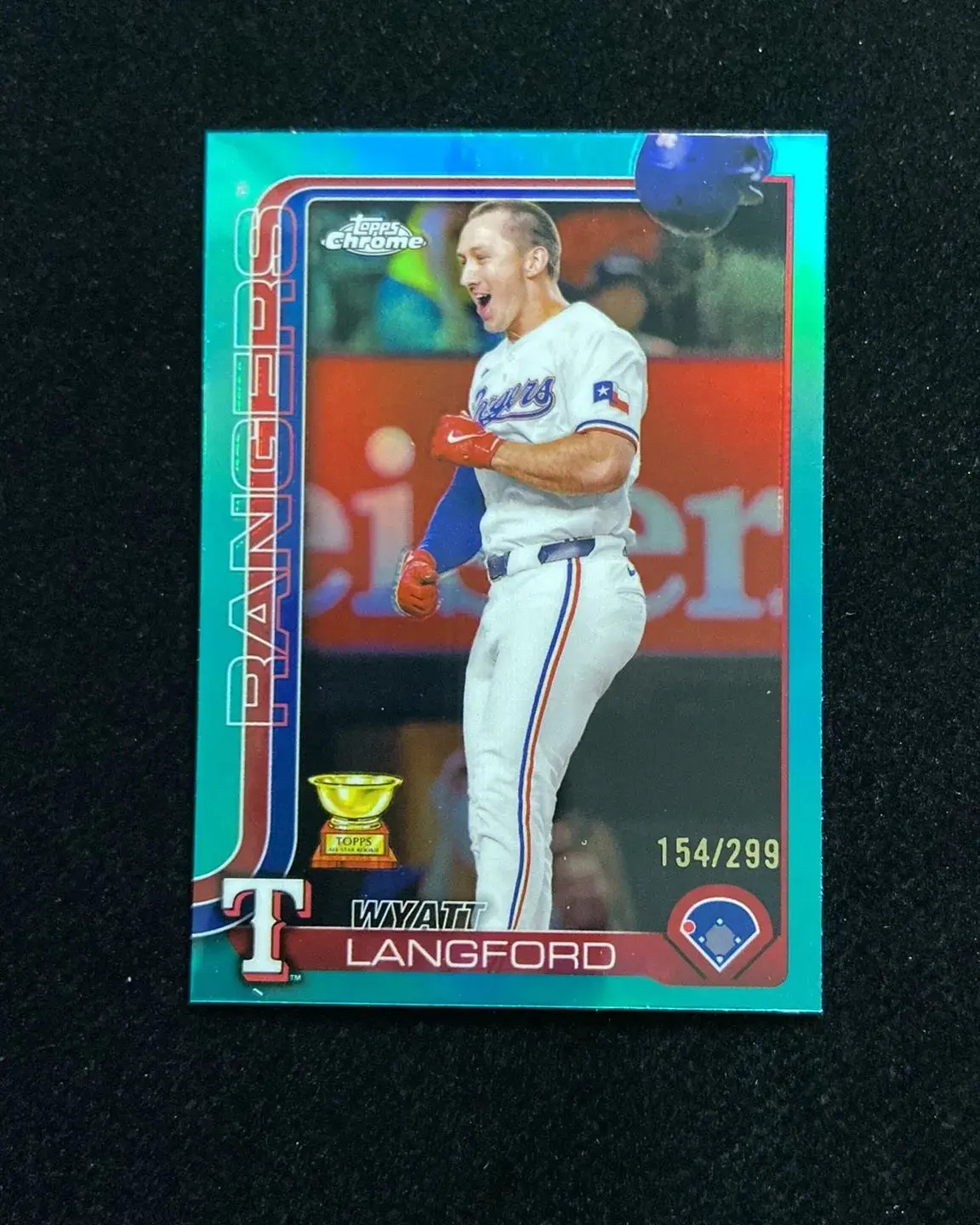 2025 Topps Chrome Teal Refractor #68 Wyatt Langford 154/299 Rangers -QI95