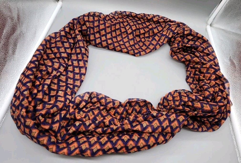Papillon Infinity Loop Scarf Geometric Orange Blu… - image 6