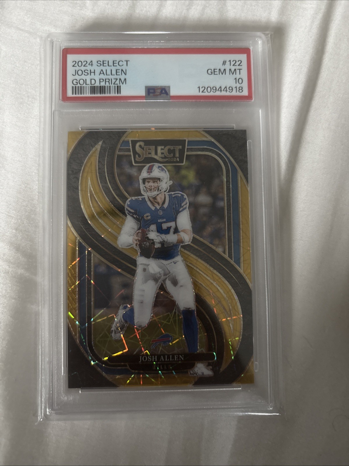 2024 Panini Select Premier Level Josh Allen #122 Gold Prizm /10