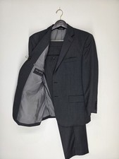 Jos A Bank Tailored Fit 42R/36W Solid Gray 100 Men's 2-Piece