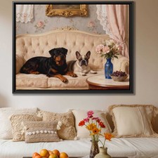 Oil Painting Rottweiler Canvas Print Dog Artwork Living Room Decor Pet Wall Art