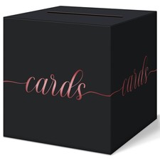 Black Wedding Card Box Rose Gold Foil Gift Party Reception Graduation Birthday
