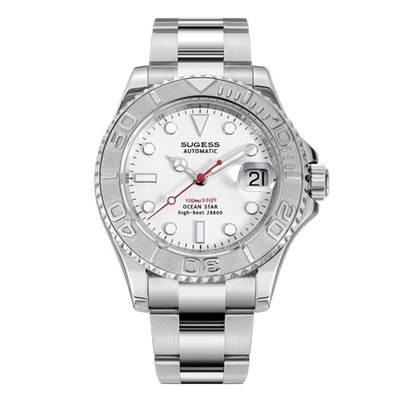 Sumess S450 Mechanische Automatik Stahl Datum Weiß Saphir Herrenuhr