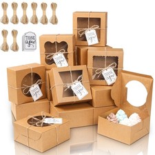 KPOSIYA 65PCS Bakery Boxes with Window 6x6x3 Inches 5 Style Cookie Boxes Smal...