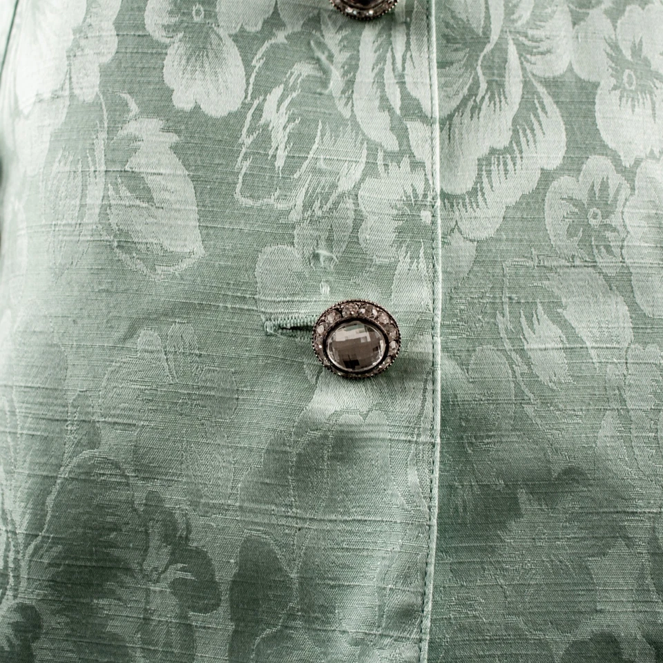 ENCORE Nuevo Traje Falda Formal Verde Floral Mujer Seda Talla 16 Foto 3 de 4