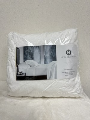 Hotel Collection Italian Percale Cotton KING Fitted Sheet White / White