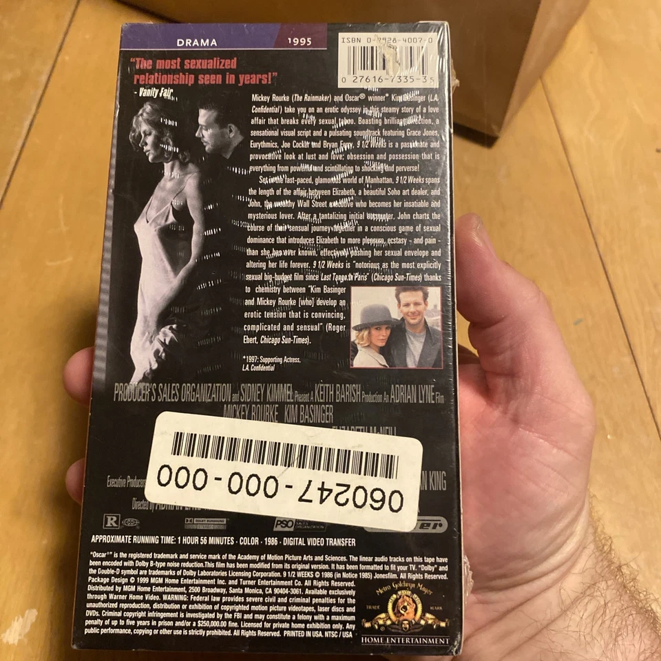 9 1/2 Weeks - VHS - Brand New Sealed - Mickey Rourke - Vintage - MGM Foto 2 de 4