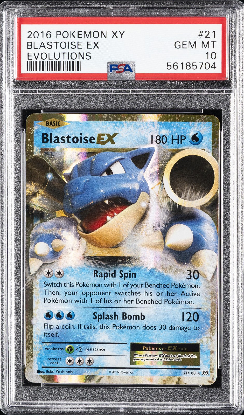 2016 POKEMON XY EVOLUTIONS #21 BLASTOISE EX PSA 10