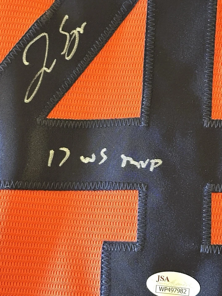 George Springer Signed MLB WS Orange Astros Jersey w/WS MVP Inscript & JSA COA - Image 3 of 4
