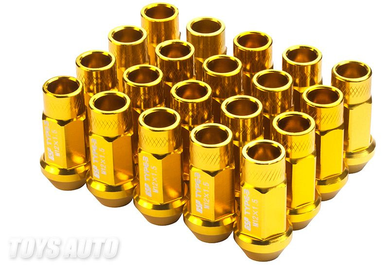 Godspeed 20pc Type3 50mm 29g Forged Rim Wheel Tuner Lug Nuts 12x1.5  Gold b