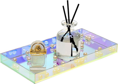 Iridescent Acrylic Vanity Tray 10x5 Inch - Small Acrylic Trays Perfume Tray Spil
