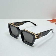 Louis Vuitton Z1165W 1.1 Millionaires Sunglasses Black Gray Lens Gold Logo