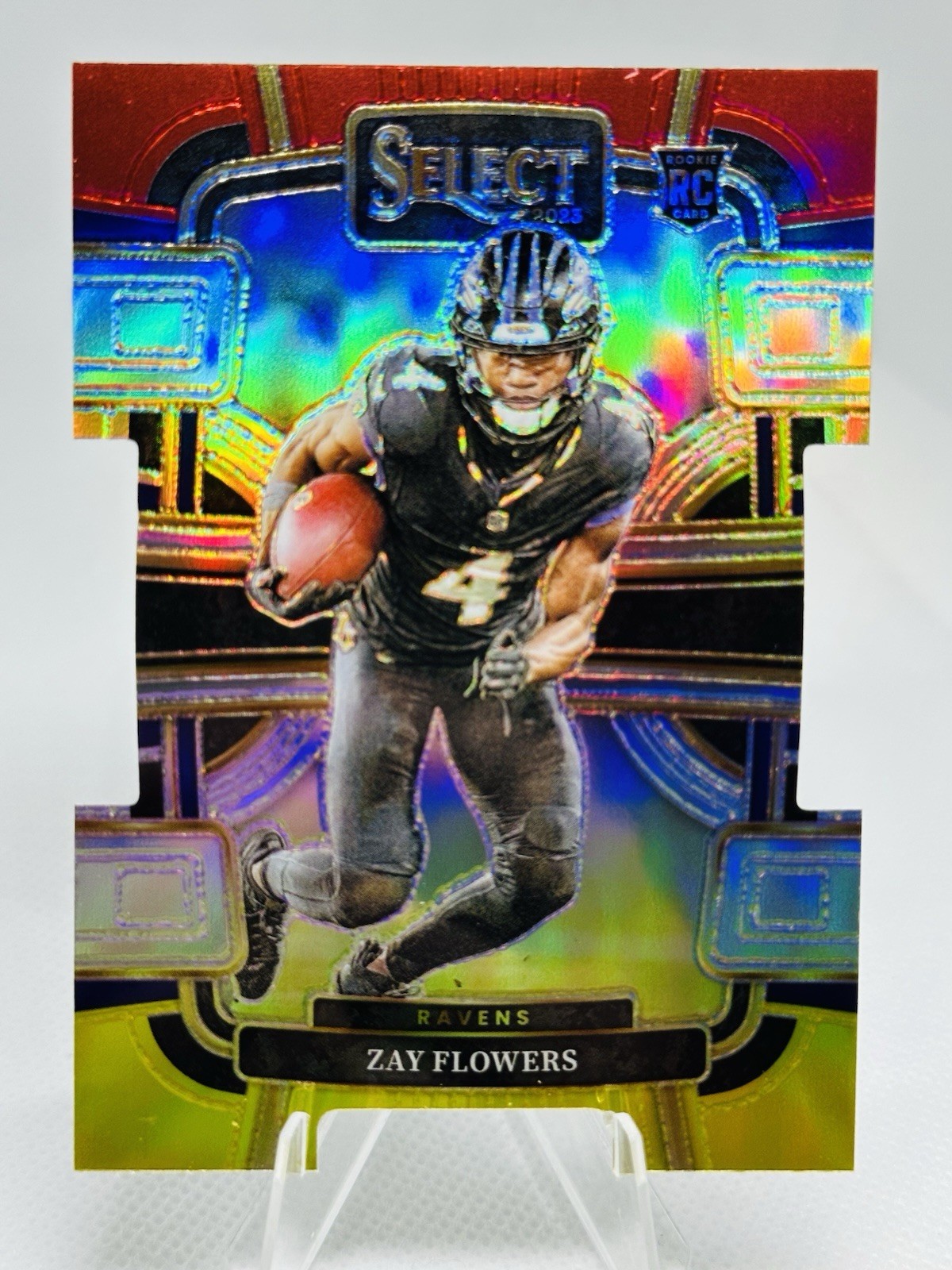 2023 Panini Select - Concourse Zay Flowers #8 Red & Yellow Prizm Die-Cut (RC)