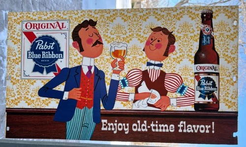 Vintage 1960's Original Pabst Blue Ribbon Beer Light Up Advertising Sign Insert