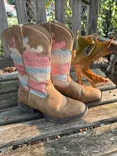 Roper Girls' Little Glitter Lace Western Boot Broad Square Toe -