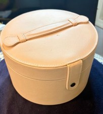 Vintage VALENTINO GARAVANI Round Vanity Train Case Hat Box Cosmetic Mirror Blush