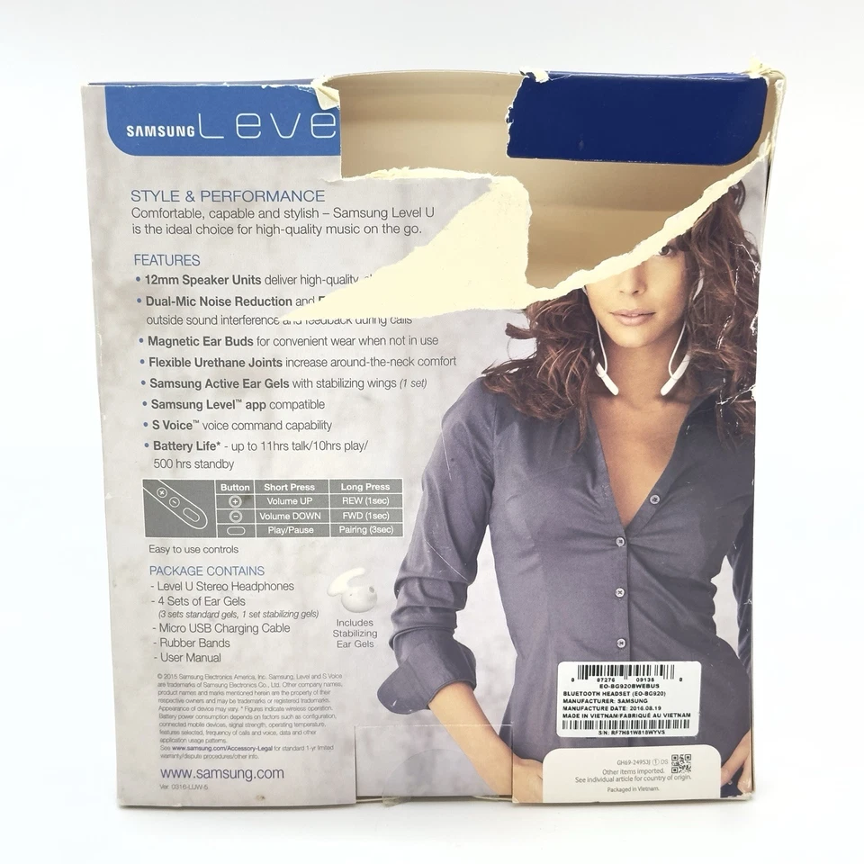 Samsung Level U EO-BG920 In-Ear Around Neck Wireless Bluetooth Headphones TESTED - Image 4 of 4