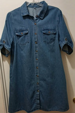 WOMAN’S SHORT SLEEVE DENIM SHIRT DRESS MIDI SIZE X-LARGE