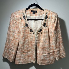 Josephine Orange  Tan Cropped Jacket w 3/4 Sleeves SZ 10 - O1